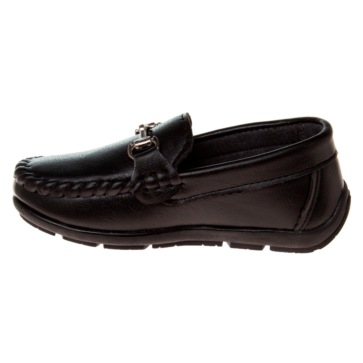 Josmo Boys' Slip-On Boat Shoes, Dressy Casual Loafers with Metal Accent for School and Formal Wear (Little Kid/Big Kids))