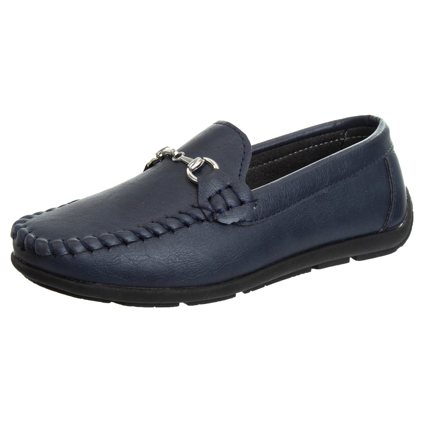 Josmo Boys' Slip-On Boat Shoes, Dressy Casual Loafers with Metal Accent for School and Formal Wear (Little Kid/Big Kids))