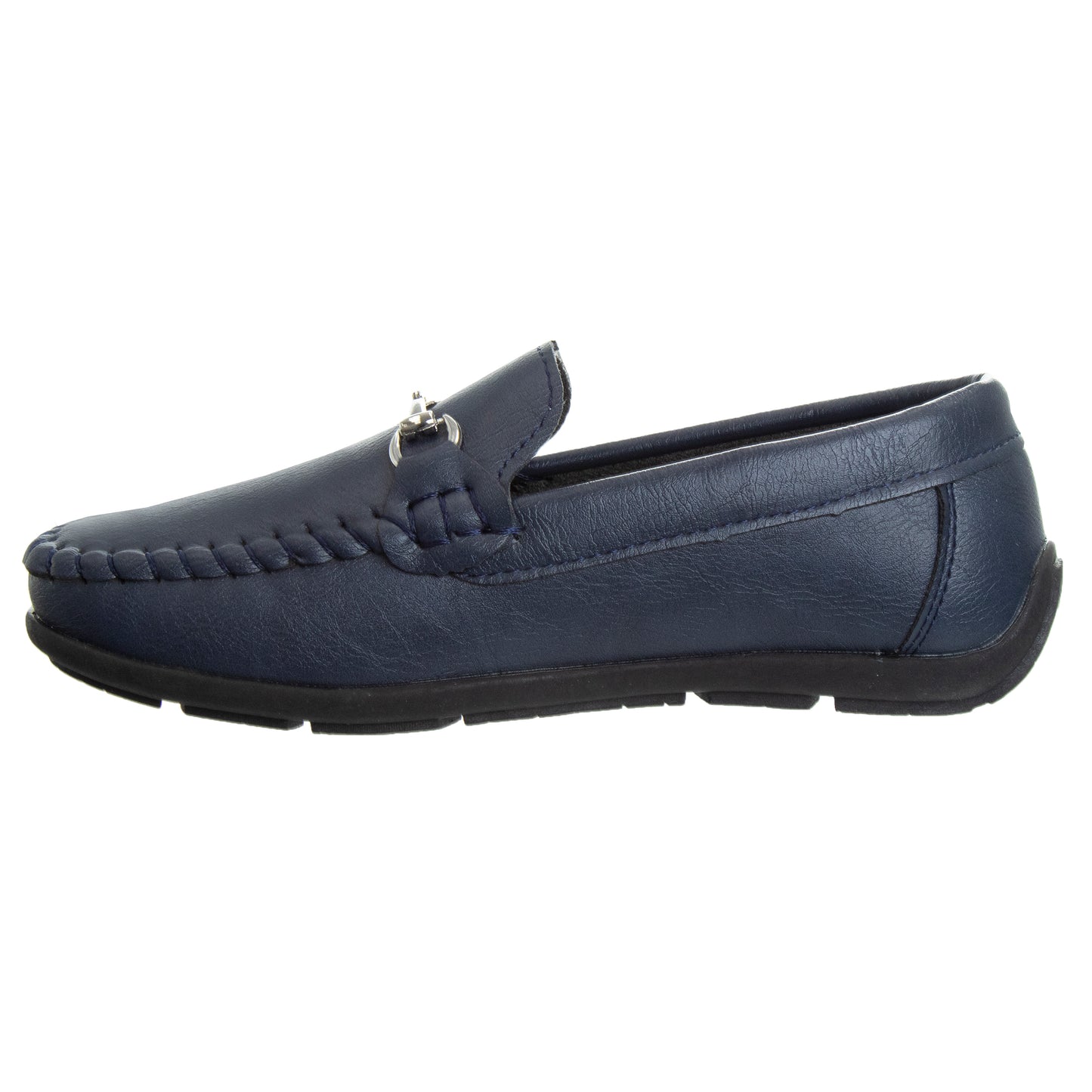 Josmo Boys' Slip-On Boat Shoes, Dressy Casual Loafers with Metal Accent for School and Formal Wear (Little Kid/Big Kids))
