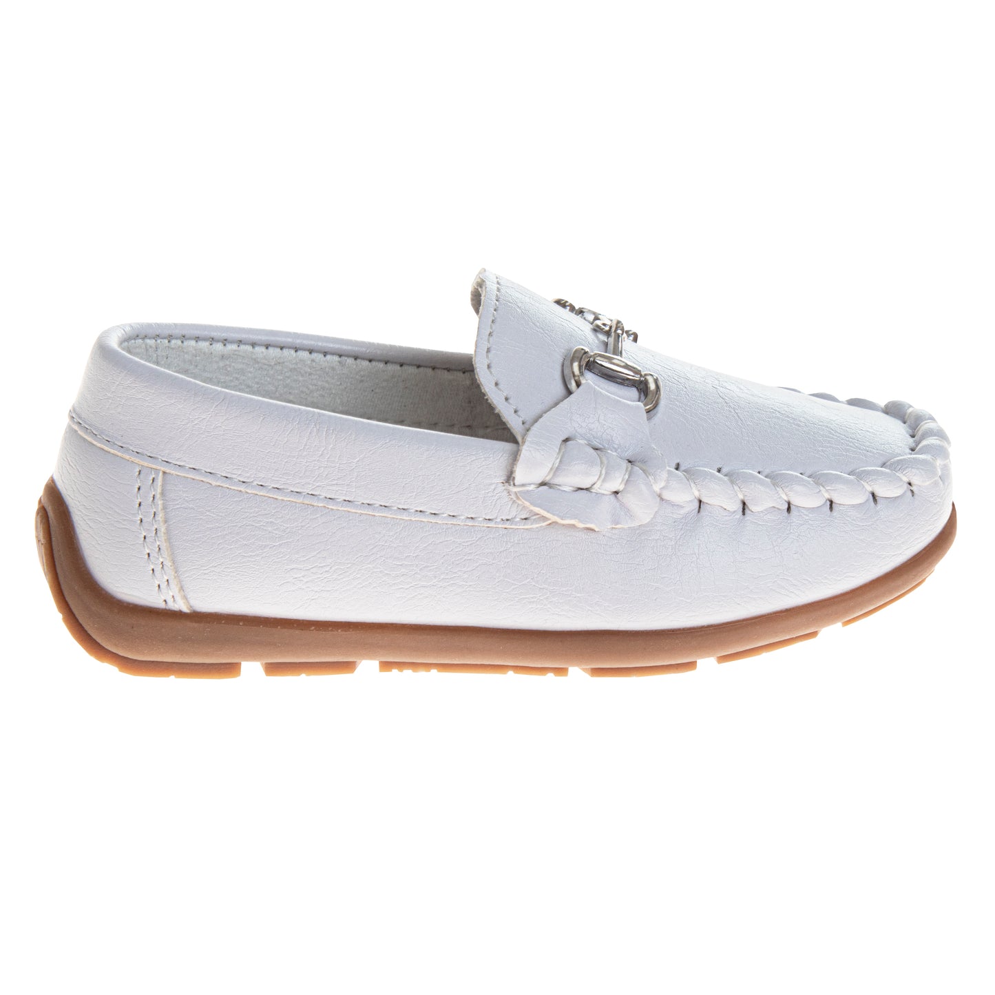 Josmo Boys' Slip-On Boat Shoes, Dressy Casual Loafers with Metal Accent for School and Formal Wear (Little Kid/Big Kids))