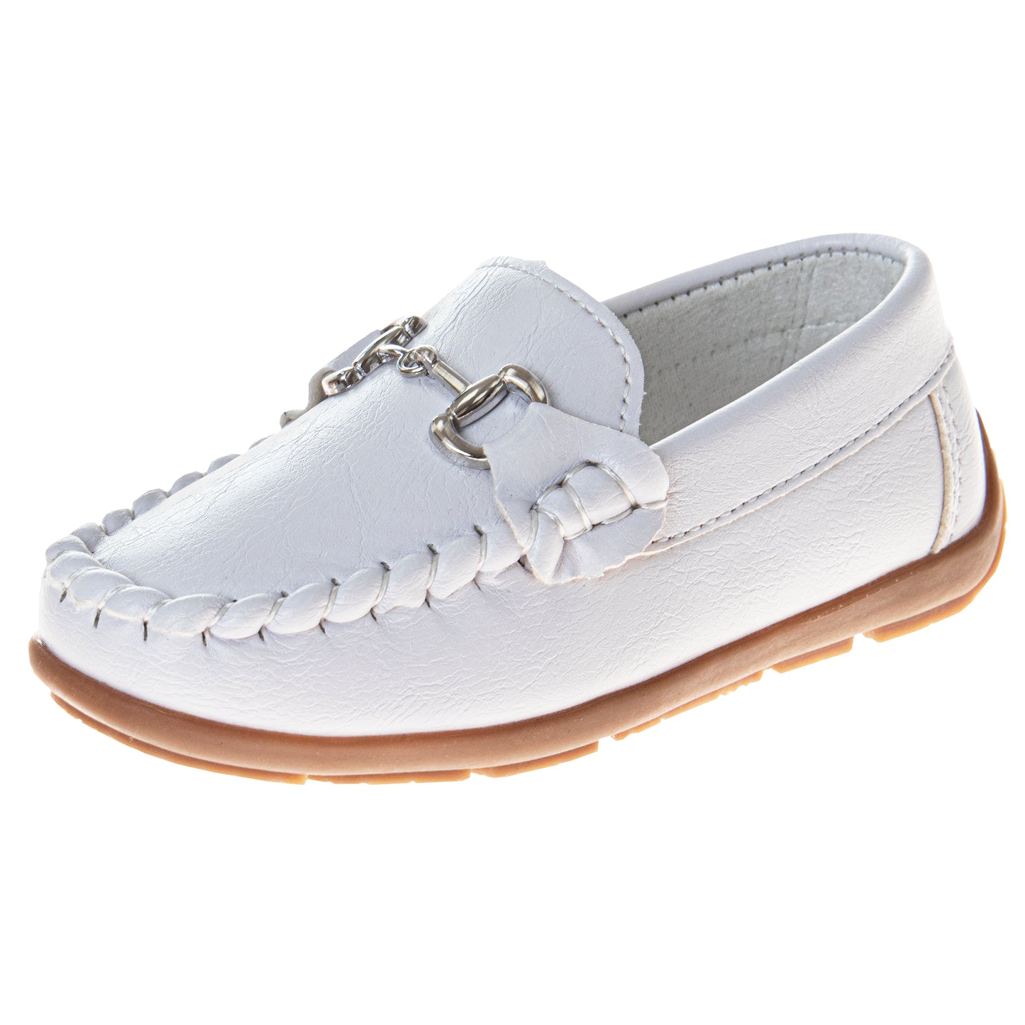 Josmo Boys' Slip-On Boat Shoes, Dressy Casual Loafers with Metal Accent for School and Formal Wear (Little Kid/Big Kids))