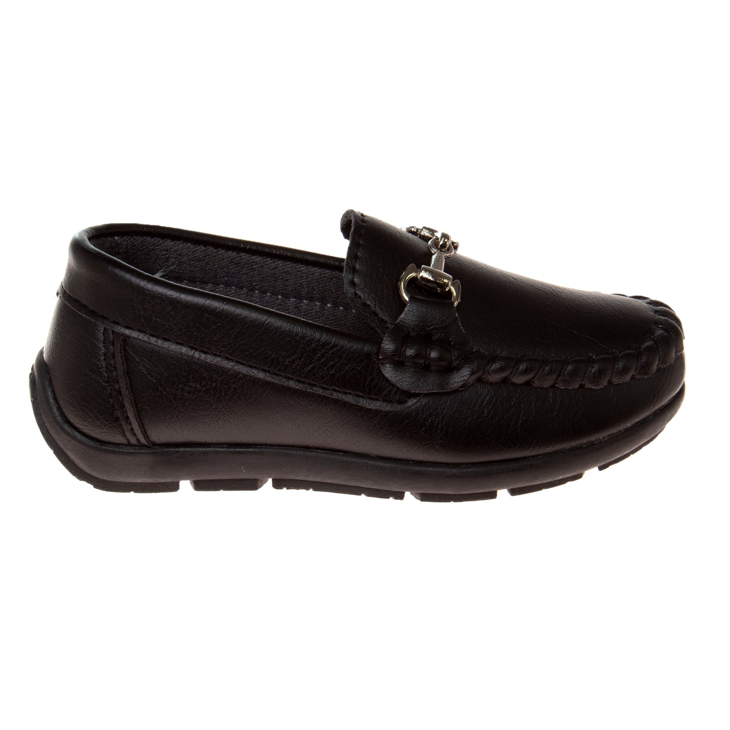 Josmo Boys' Slip-On Boat Shoes, Dressy Casual Loafers with Metal Accent for School and Formal Wear (Little Kid/Big Kids))
