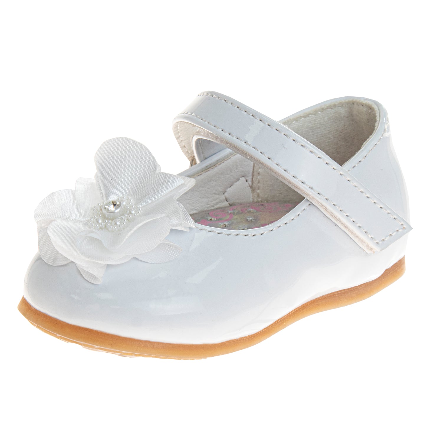 Josmo Infant Girls' Mary Jane Dress Shoes, Flower Accent Soft Comfort Shoes for First Steps and Special Occasions (Infant/Toddler)