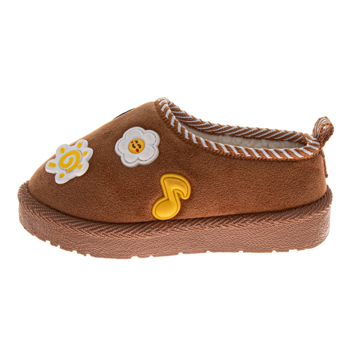 Josmo Emoji Patch SlipOn Slippers Girls  Fun Padded Cozy Velvet Texture Indoor Wear (Toddler)