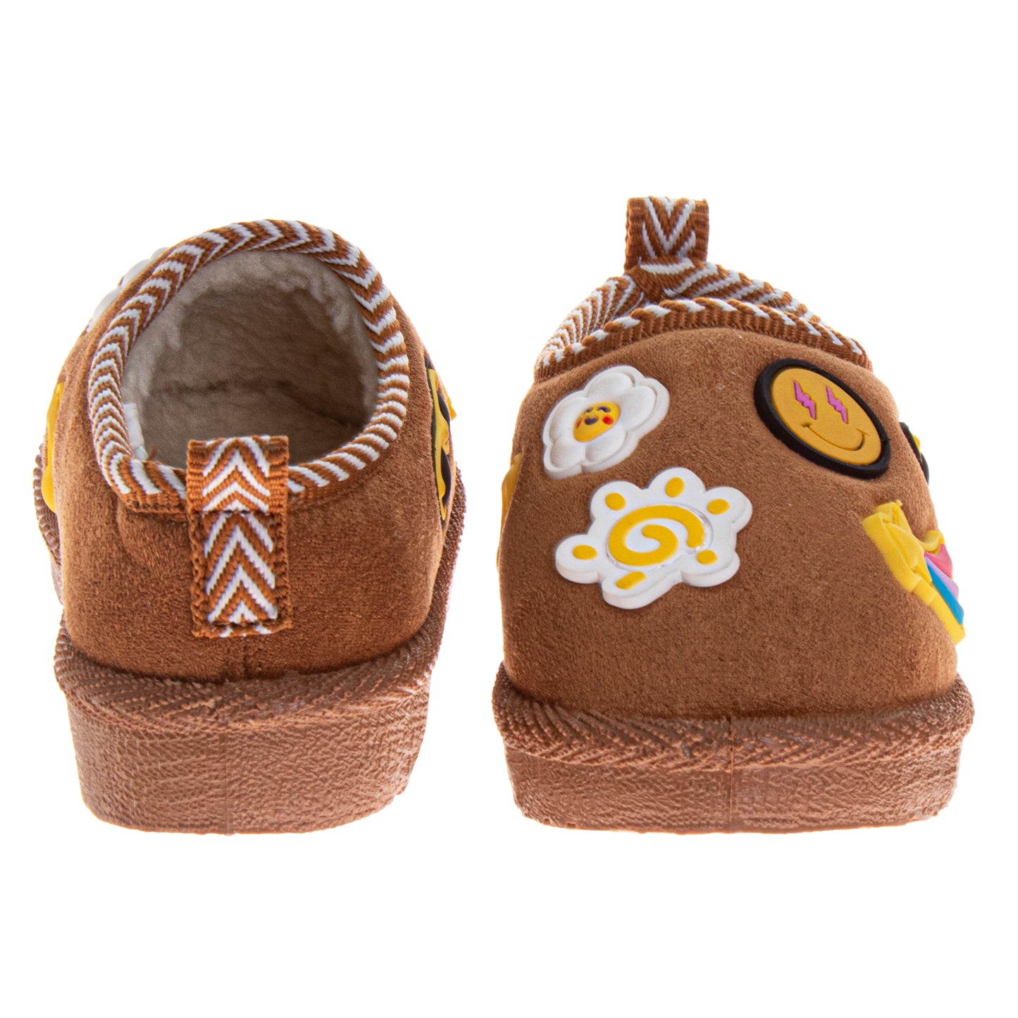 Josmo Emoji Patch SlipOn Slippers Girls  Fun Padded Cozy Velvet Texture Indoor Wear (Toddler)