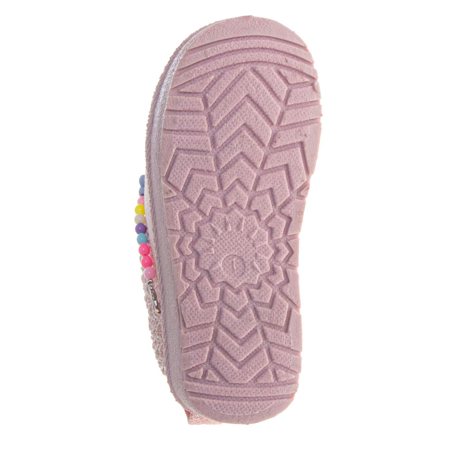 Josmo SlipOn Slippers Girls  Sparkly Pink Beaded Plush Cozy House Shoe (Toddler)