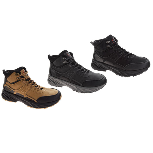 Avalanche Men’s Black Mid-Top Hiking Boots – Lace-Up Outdoor Trail Shoes with Cushioned Sole