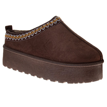 Avalanche Women's Platform Slippers Cozy Slip-On House Shoes with Soft Faux Fur Lining & Cushioned Sole (Adult)