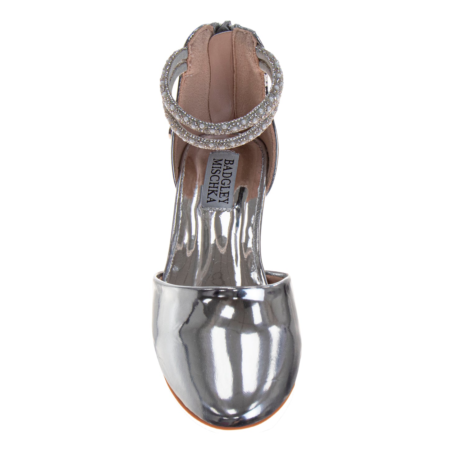 Badgley Mischka Girls Metallic Mary Jane Heel with Pearl & Rhinestone Straps (Little Kid–Big Kid)