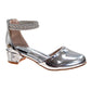 Badgley Mischka Girls Metallic Mary Jane Heel with Pearl & Rhinestone Straps (Little Kid–Big Kid)