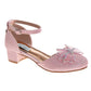 Badgley Mischka Girls Block Heel Dress Shoes with Embellished Bow (Little Kid–Big Kid)