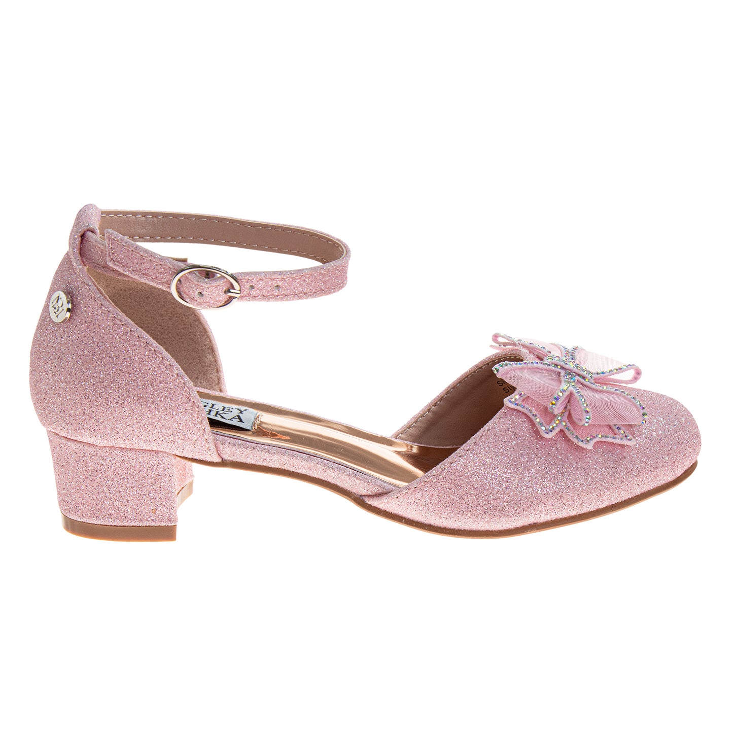 Badgley Mischka Girls Block Heel Dress Shoes with Embellished Bow (Little Kid–Big Kid)