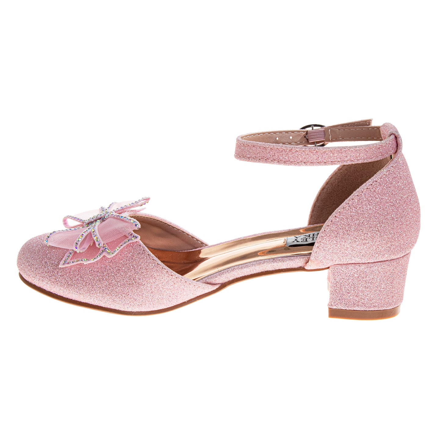 Badgley Mischka Girls Block Heel Dress Shoes with Embellished Bow (Little Kid–Big Kid)