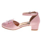 Badgley Mischka Girls Block Heel Dress Shoes with Embellished Bow (Little Kid–Big Kid)
