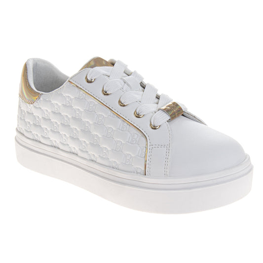Badgley Mischka Girls' Fashion Lace-Up Low Top Sneakers with Metallic Accents (Little Kids/Big Kids)