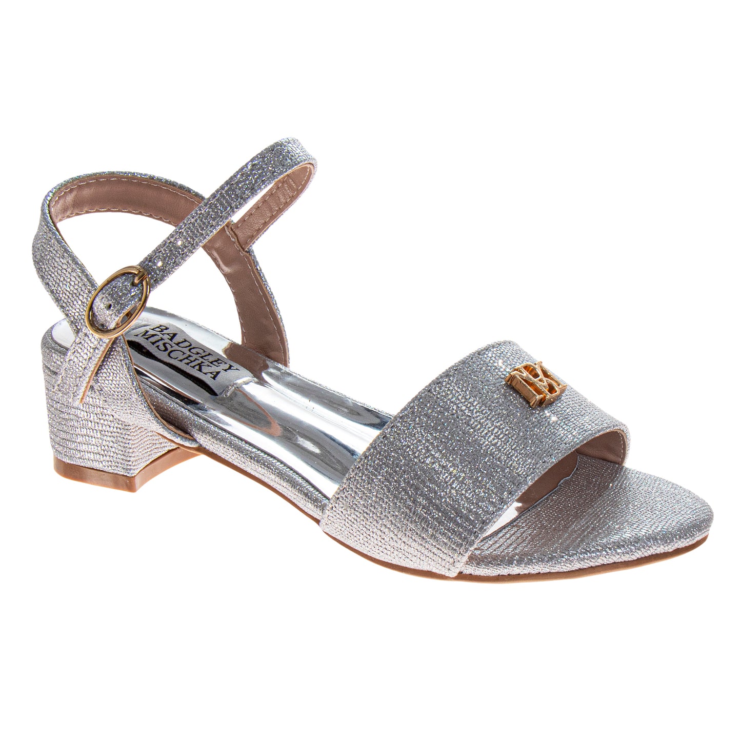 Badgley Mischka Dress Sandals for Girls  Rhinestone Ankle Strap Formal (Little Kids / Big Kids)