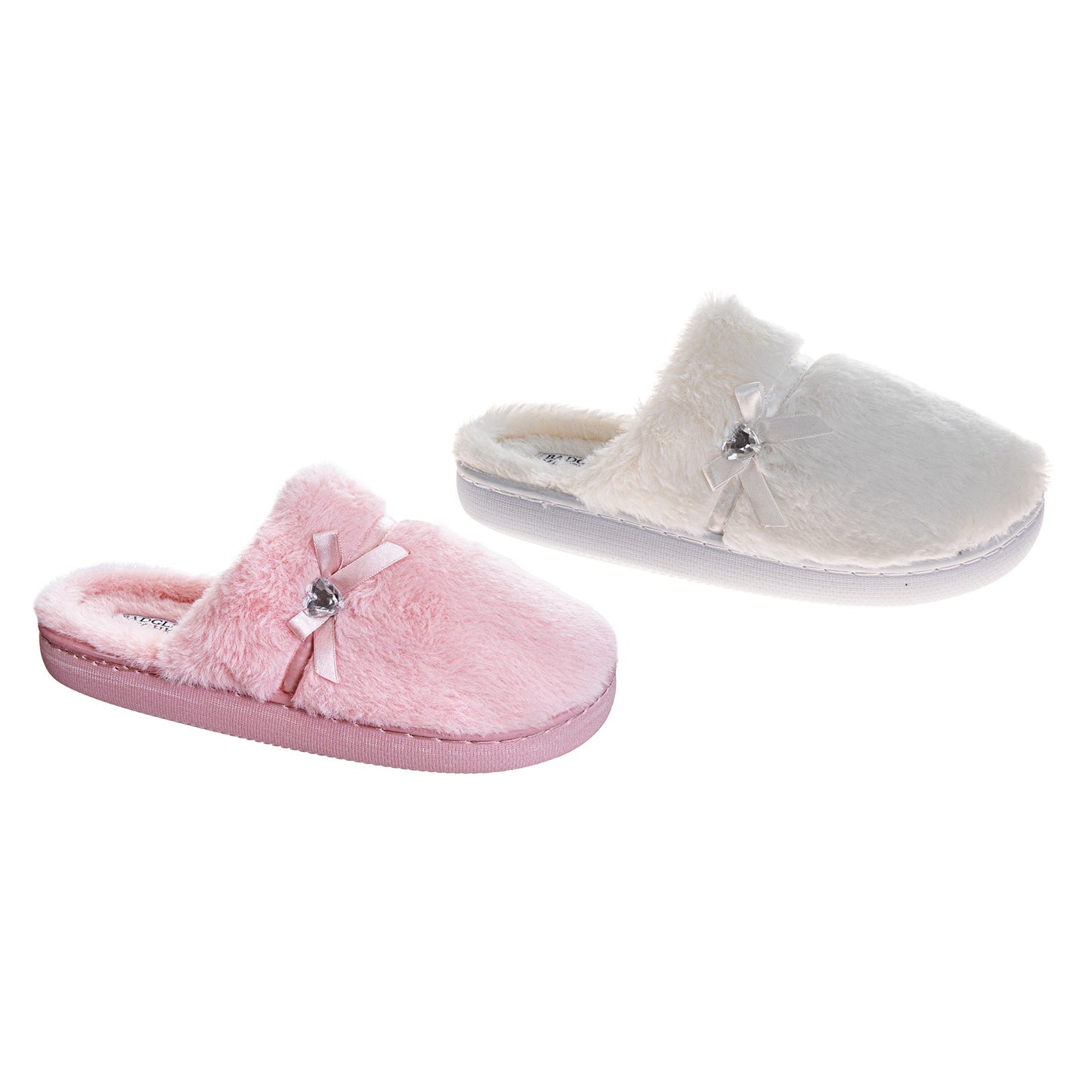 Badgley Mischka Slippers for Women - Classic Sparkling Brooch Comfortable Style (Adults)