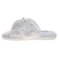Badgley Mischka Women's Faux Fur Slide Slippers – Pearl Embellished Plush Luxury House Shoes, Cozy Indoor Comfort Slides (Adults)