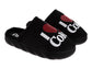 Coca-Cola Diet Coke Women’s Plush Slide Slippers – Black I Heart Coke Glitter Graphic Cozy Indoor House Shoes (Adults)