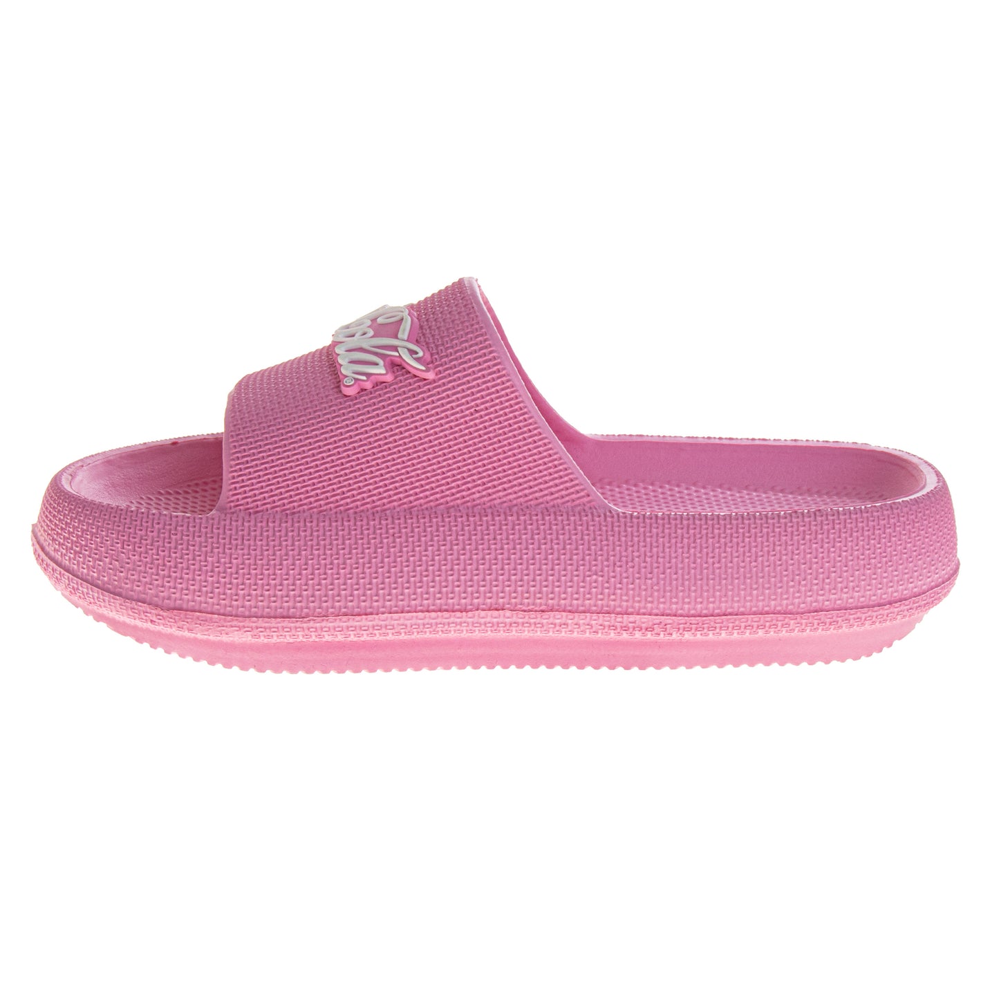 CocaCola Pink Script Casual Slides for Women  Stylish Comfortable Beach Pool Summer Sandals (Adult)