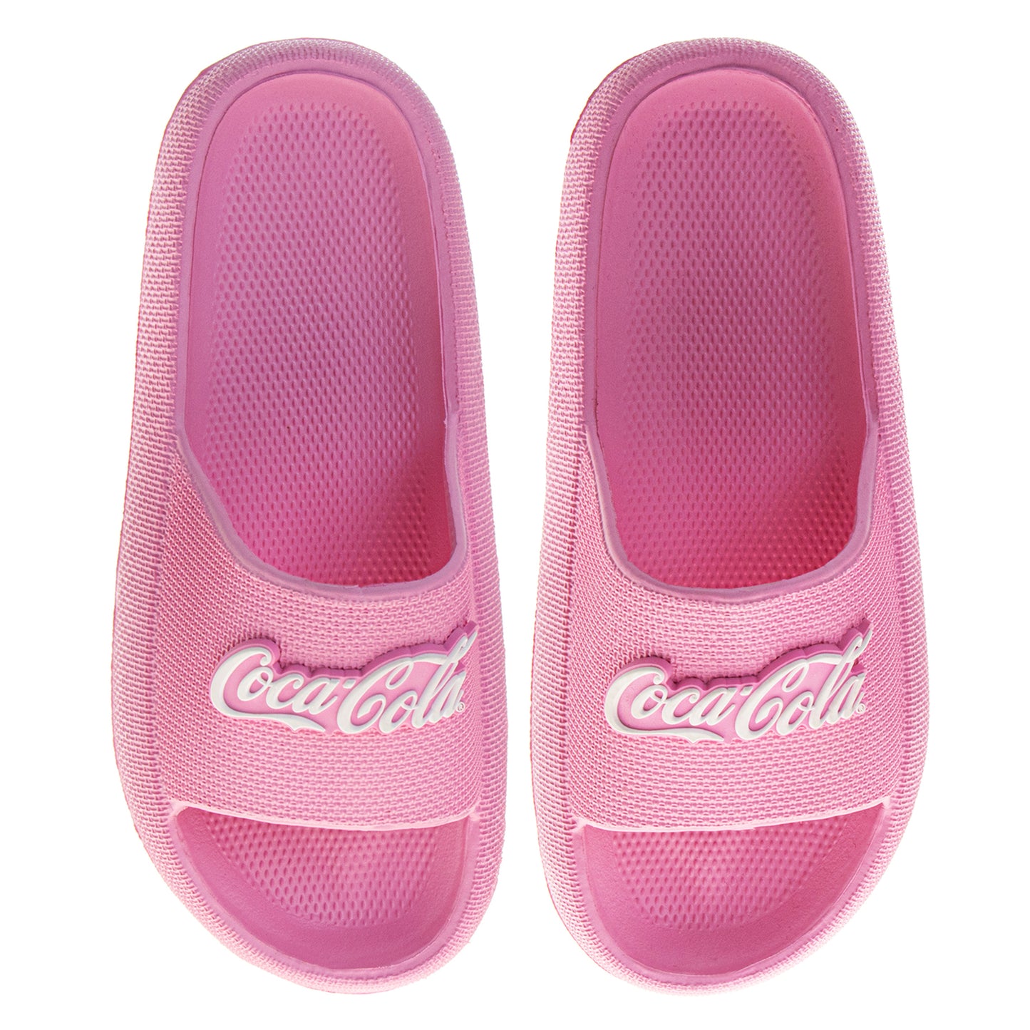 CocaCola Pink Script Casual Slides for Women  Stylish Comfortable Beach Pool Summer Sandals (Adult)