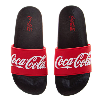Coca-Cola Men's Classic Logo Slide Sandals, Comfortable Pool, Beach, Shower, and Everyday Slides