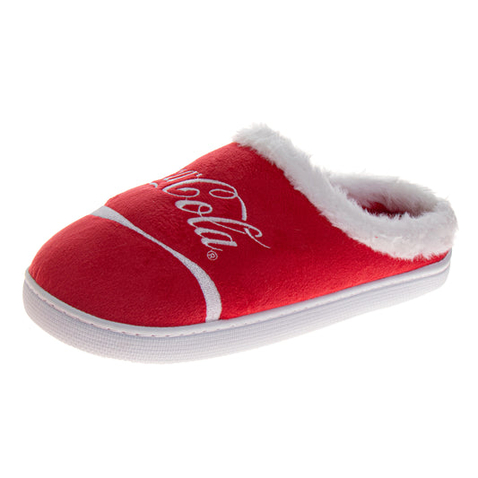 CocaCola Classic Script Casual Slippers for Men  Cozy SoftLined Warm Indoor Comfort Shoes (Adult)