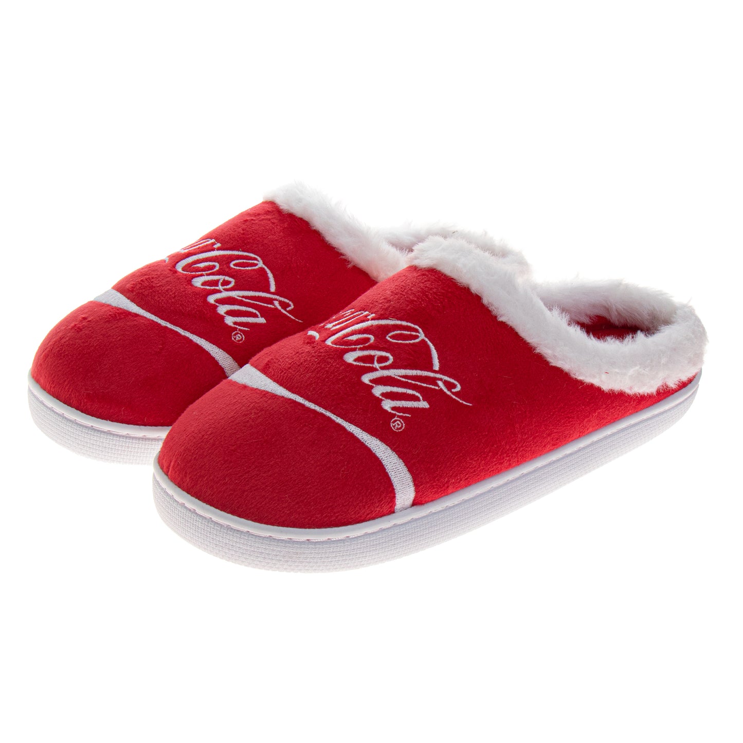 CocaCola Classic Script Casual Slippers for Men  Cozy SoftLined Warm Indoor Comfort Shoes (Adult)