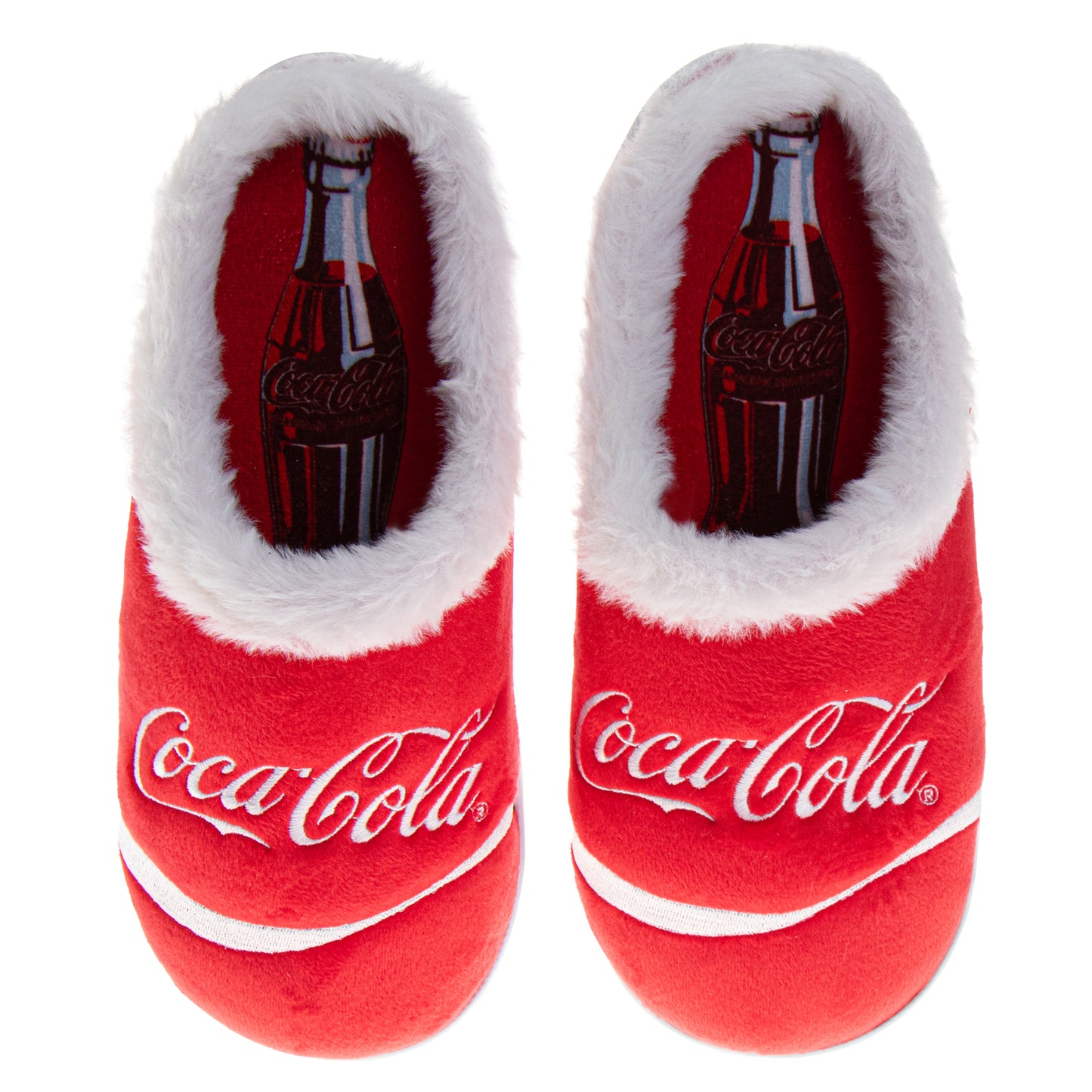 CocaCola Classic Script Casual Slippers for Men  Cozy SoftLined Warm Indoor Comfort Shoes (Adult)