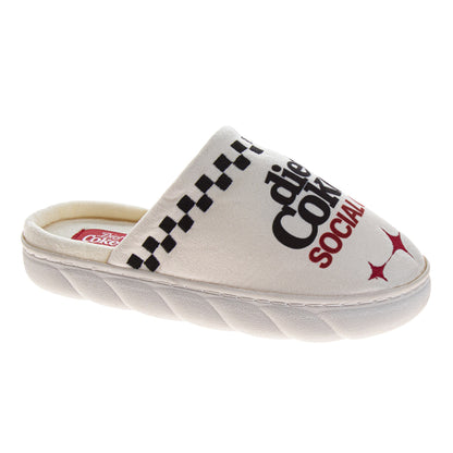 Coca-Cola Diet Coke Ladies' Cozy Plush Slip-On Slippers  “Diet Coke Social Club” Graphic Soft Indoor House Shoes