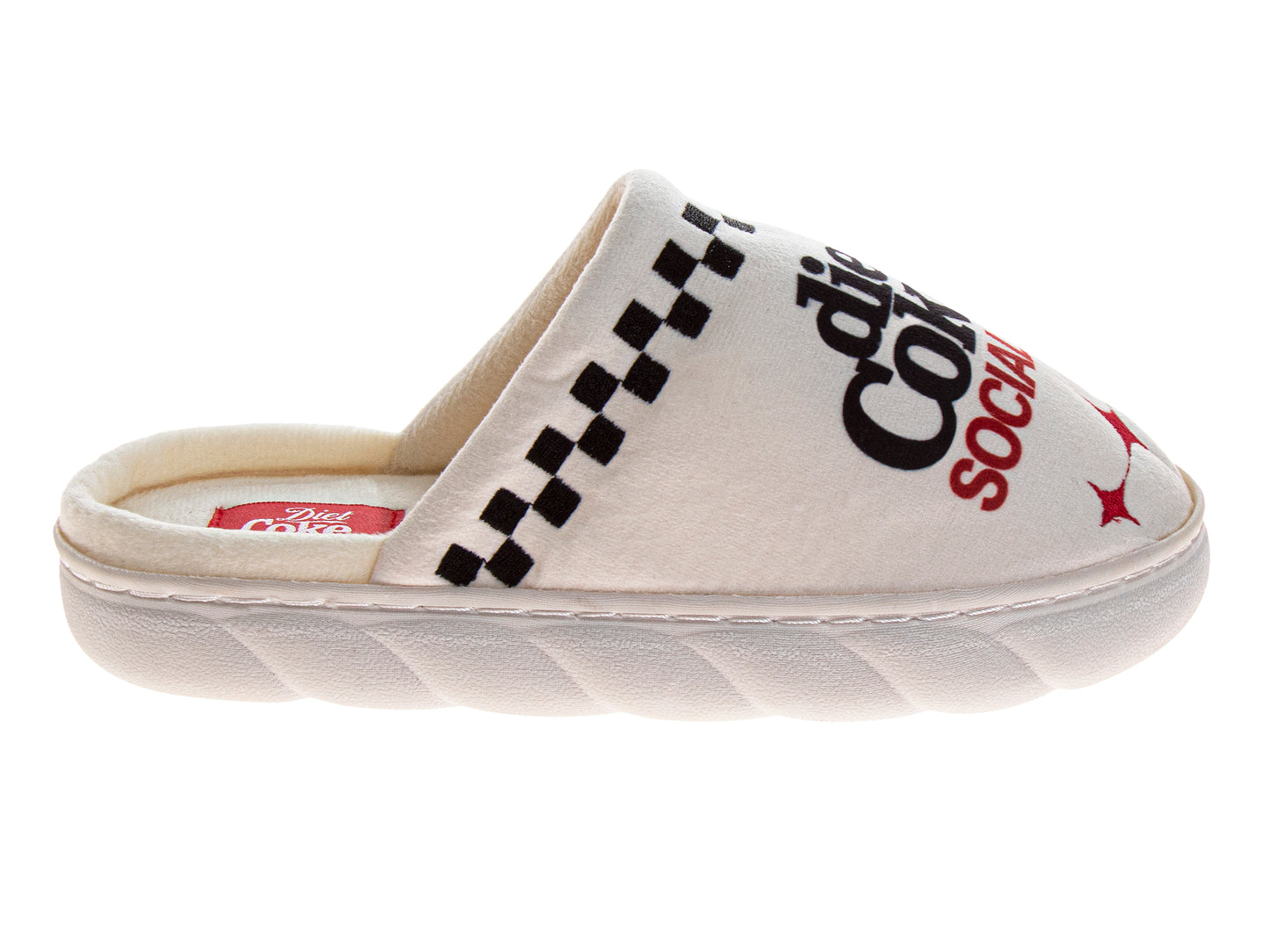 Coca-Cola Diet Coke Ladies' Cozy Plush Slip-On Slippers  “Diet Coke Social Club” Graphic Soft Indoor House Shoes