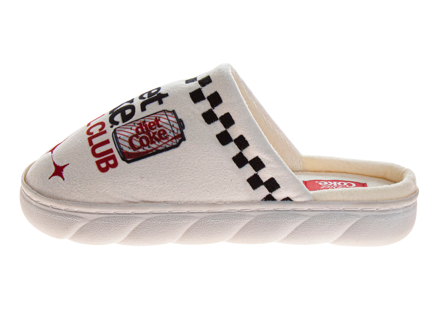 Coca-Cola Diet Coke Ladies' Cozy Plush Slip-On Slippers  “Diet Coke Social Club” Graphic Soft Indoor House Shoes