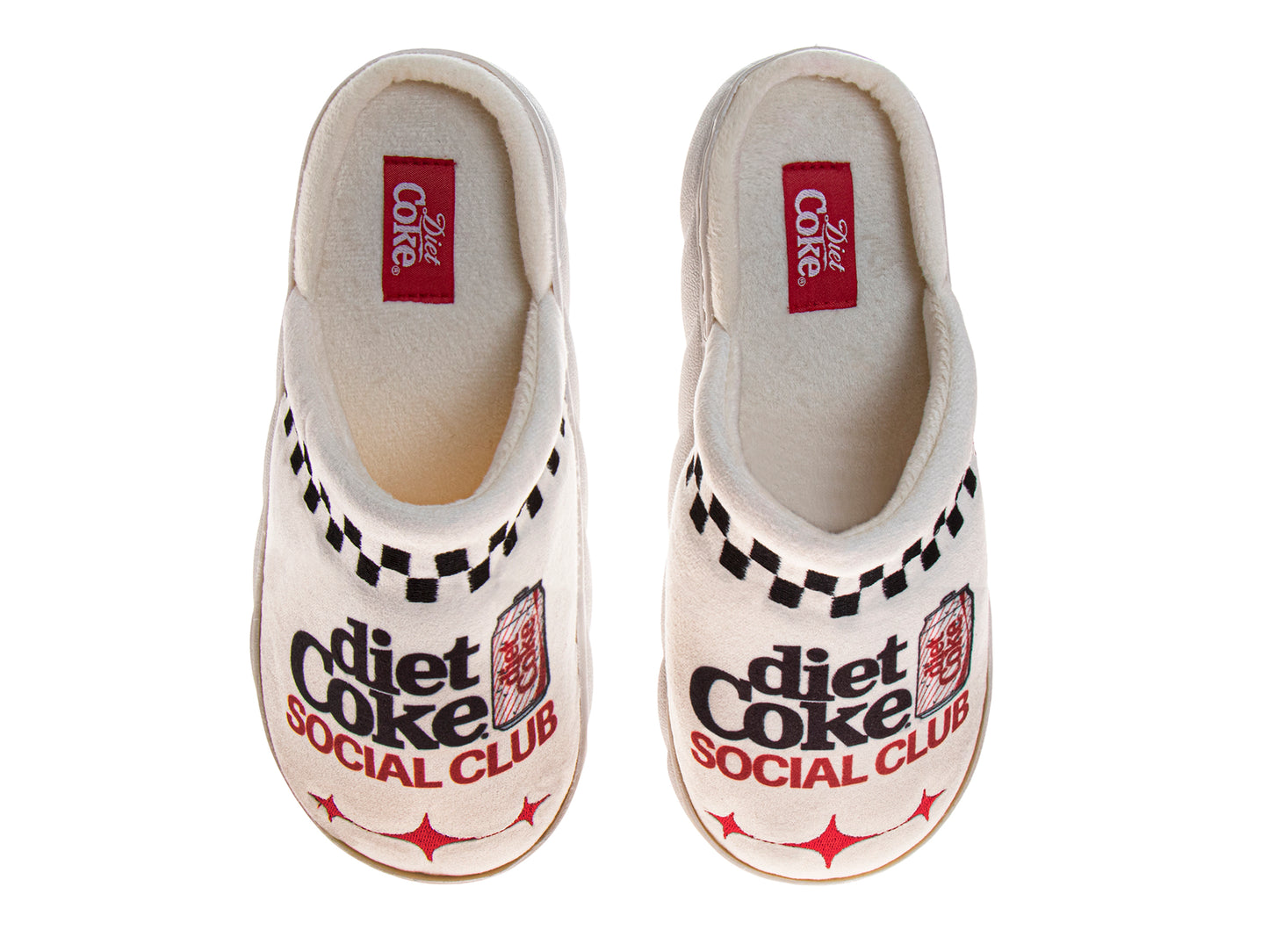 Coca-Cola Diet Coke Ladies' Cozy Plush Slip-On Slippers  “Diet Coke Social Club” Graphic Soft Indoor House Shoes