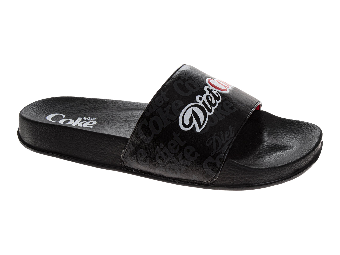 Coca-Cola Coke Men’s Slide Sandals – Black Logo Graphic Slip-On Slides Lightweight Comfort Casual Slides (Adults)