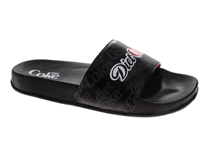 Coca-Cola Coke Men’s Slide Sandals – Black Logo Graphic Slip-On Slides Lightweight Comfort Casual Slides (Adults)