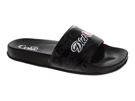 Coca-Cola Coke Men’s Slide Sandals – Black Logo Graphic Slip-On Slides Lightweight Comfort Casual Slides (Adults)