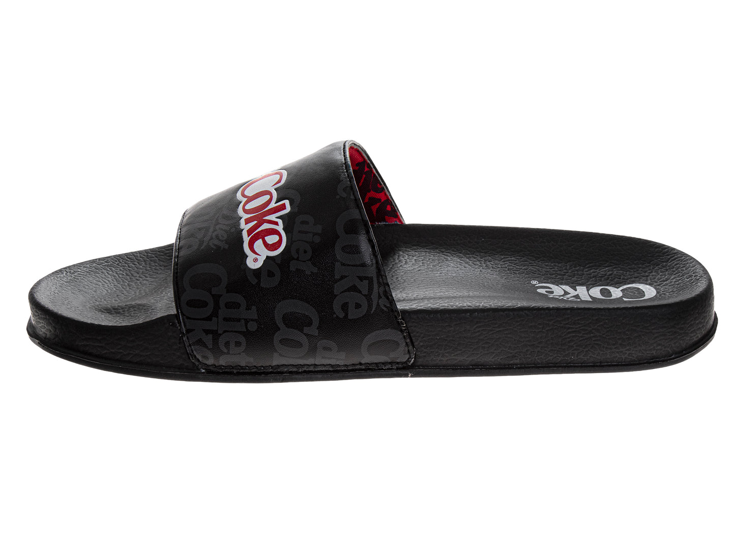 Coca-Cola Coke Men’s Slide Sandals – Black Logo Graphic Slip-On Slides Lightweight Comfort Casual Slides (Adults)
