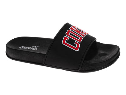 Coca-Cola Coke Men’s Slide Sandals – Black COKE Logo Slip-On Slides Extra Cushion Comfort Casual Slides (Adults)