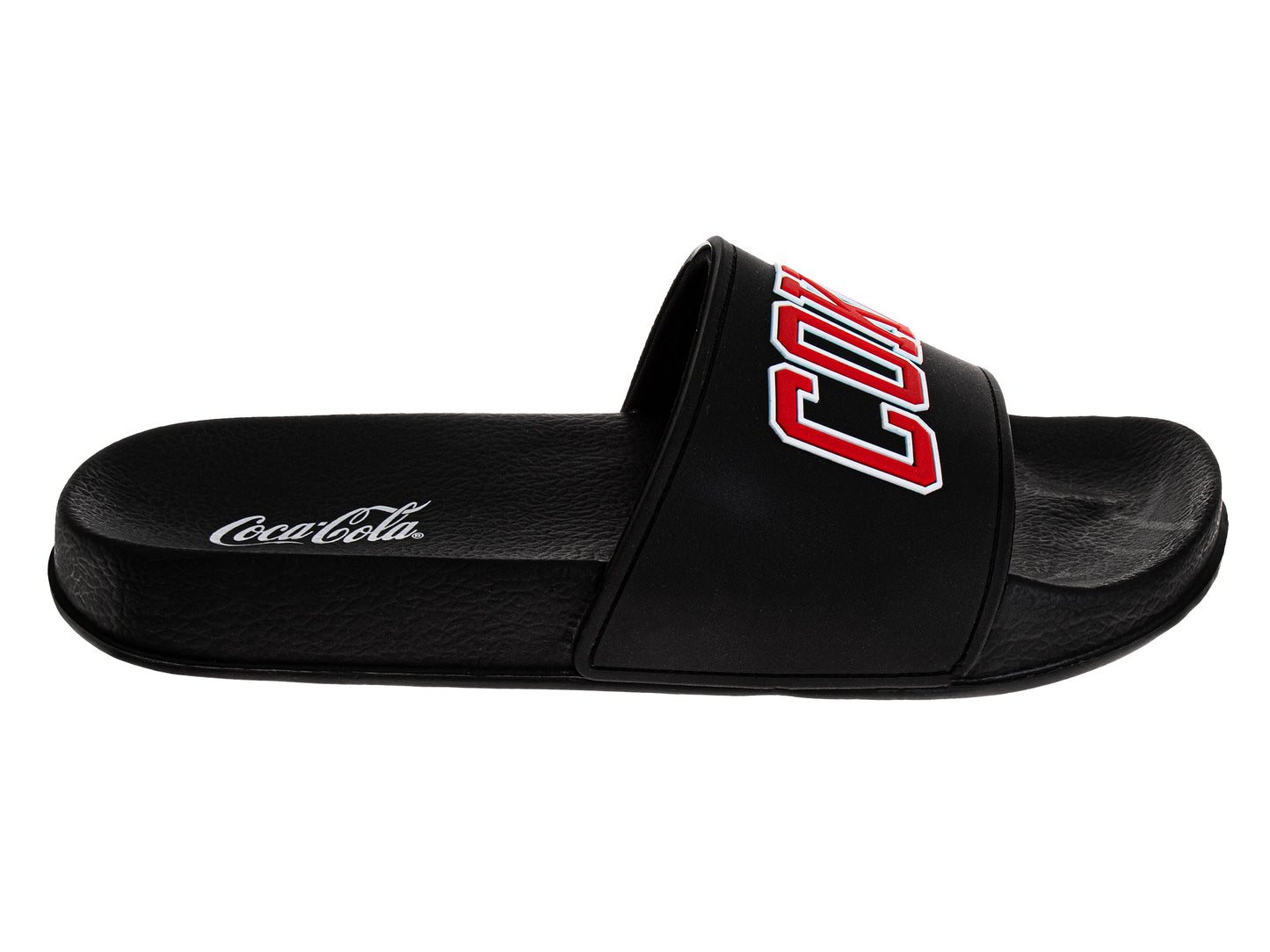 Coca-Cola Coke Men’s Slide Sandals – Black COKE Logo Slip-On Slides Extra Cushion Comfort Casual Slides (Adults)