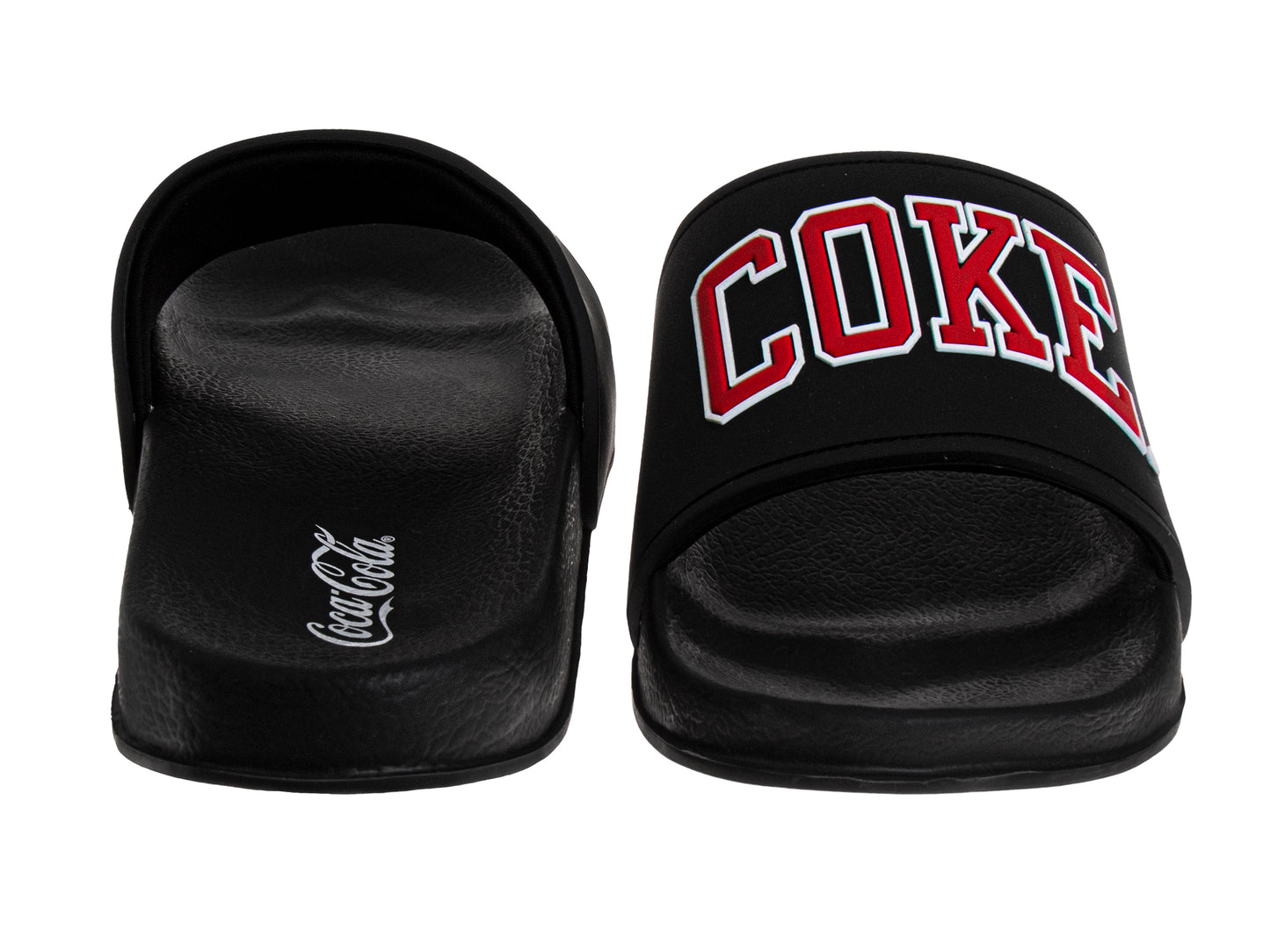 Coca-Cola Coke Men’s Slide Sandals – Black COKE Logo Slip-On Slides Extra Cushion Comfort Casual Slides (Adults)