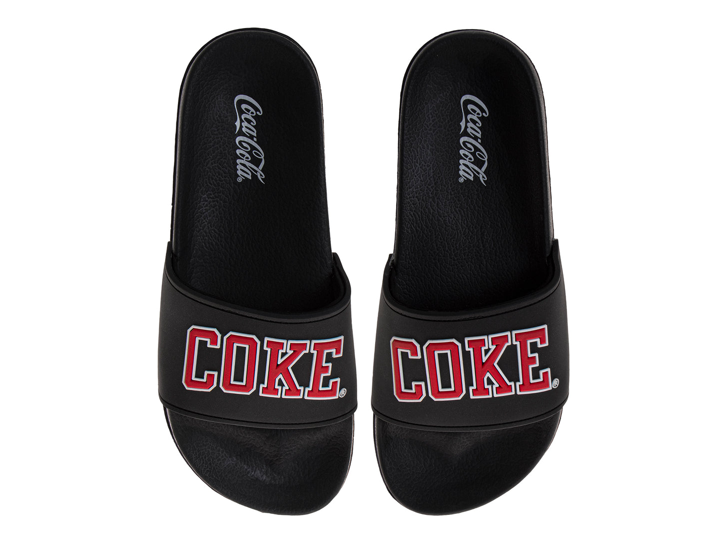 Coca-Cola Coke Men’s Slide Sandals – Black COKE Logo Slip-On Slides Extra Cushion Comfort Casual Slides (Adults)