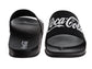 Coca-Cola Coke Men’s Slide Sandals – Black Script Logo Slip-On Slides Extra Cushion Comfort Casual Slides (Adults)