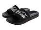 Coca-Cola Coke Men’s Slide Sandals – Black Script Logo Slip-On Slides Extra Cushion Comfort Casual Slides (Adults)
