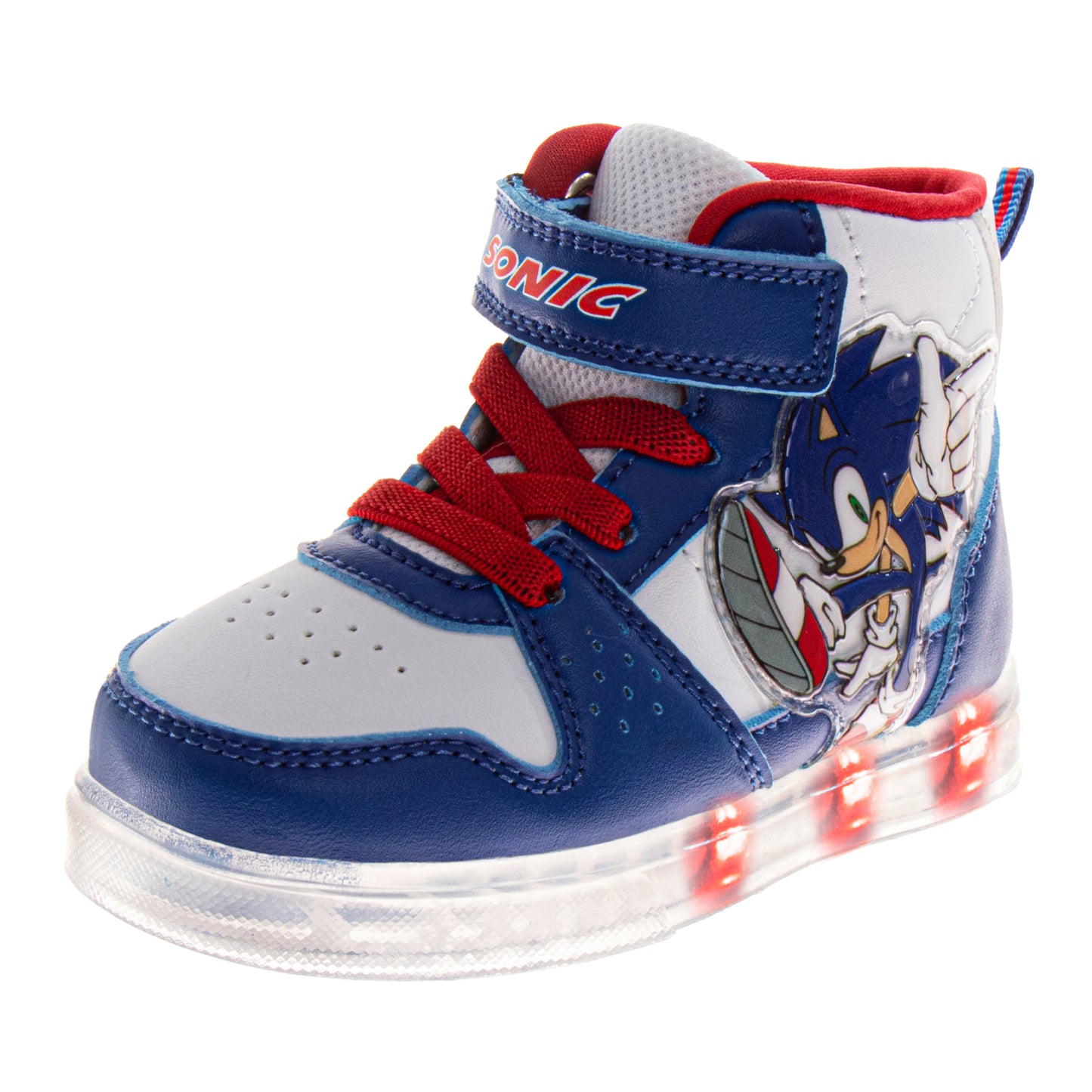 Sega Sonic The Hedgehog High Top Sneakers Boys  Speedy Athletic Racing Design Durable Canvas LaceUp Closure (Toddler / Little Kid)
