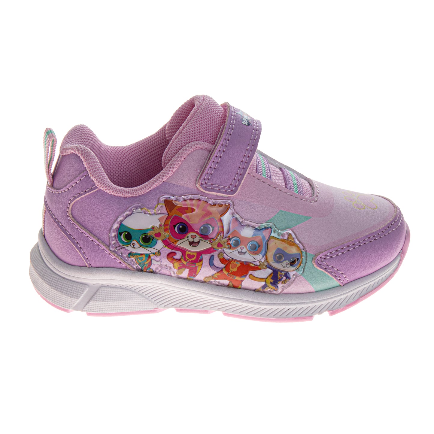 Disney Junior SuperKitties Girls' Light-Up Sneakers, Lightweight Hook and Loop Athletic Shoes (Toddler/Little Kid)