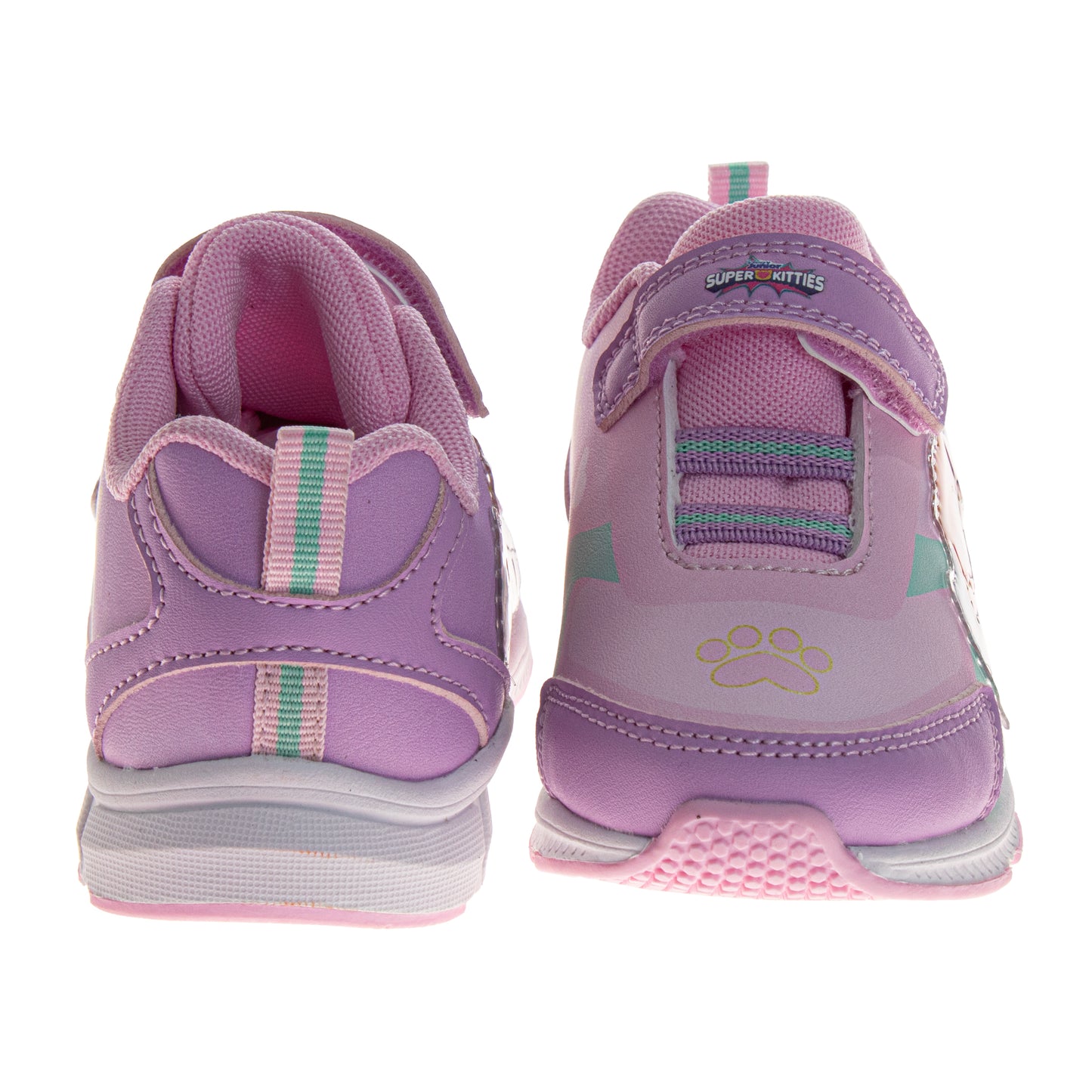 Disney Junior SuperKitties Girls' Light-Up Sneakers, Lightweight Hook and Loop Athletic Shoes (Toddler/Little Kid)