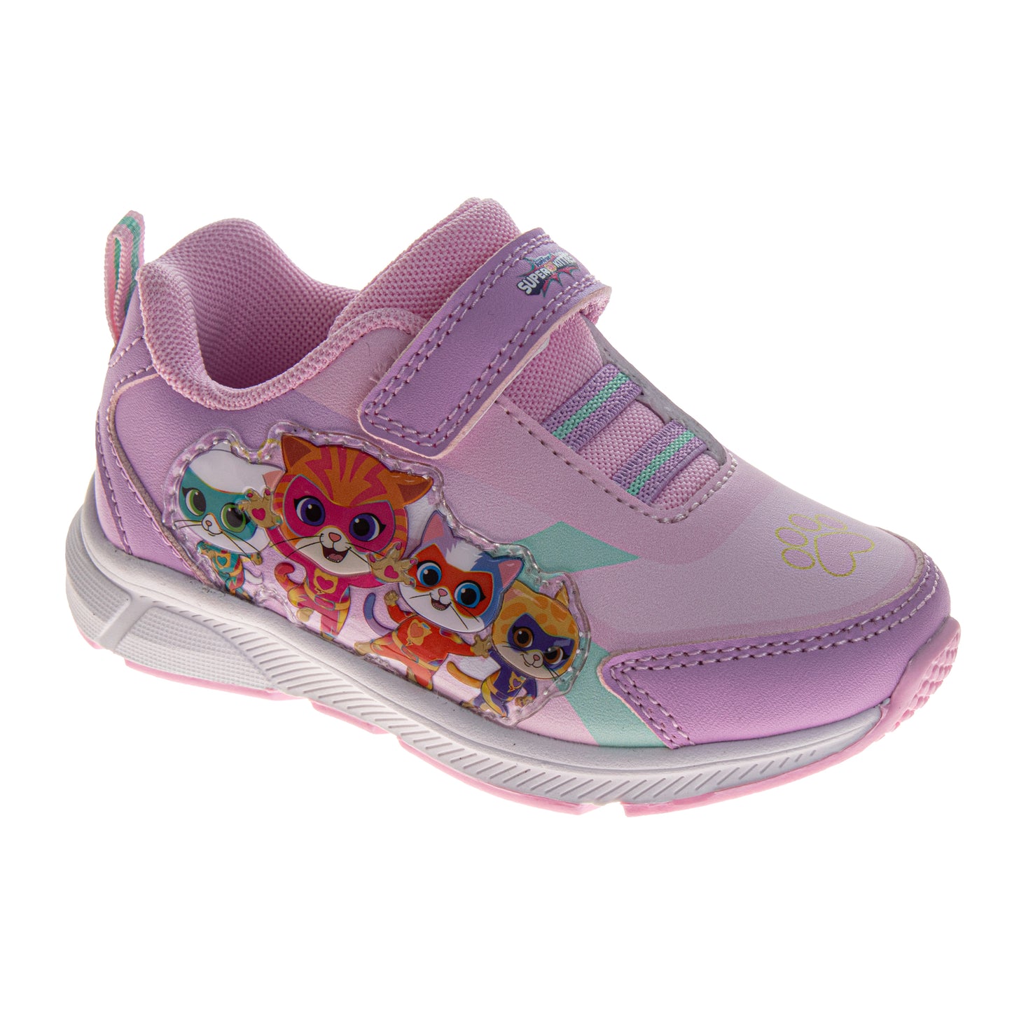 Disney Junior SuperKitties Girls' Light-Up Sneakers, Lightweight Hook and Loop Athletic Shoes (Toddler/Little Kid)