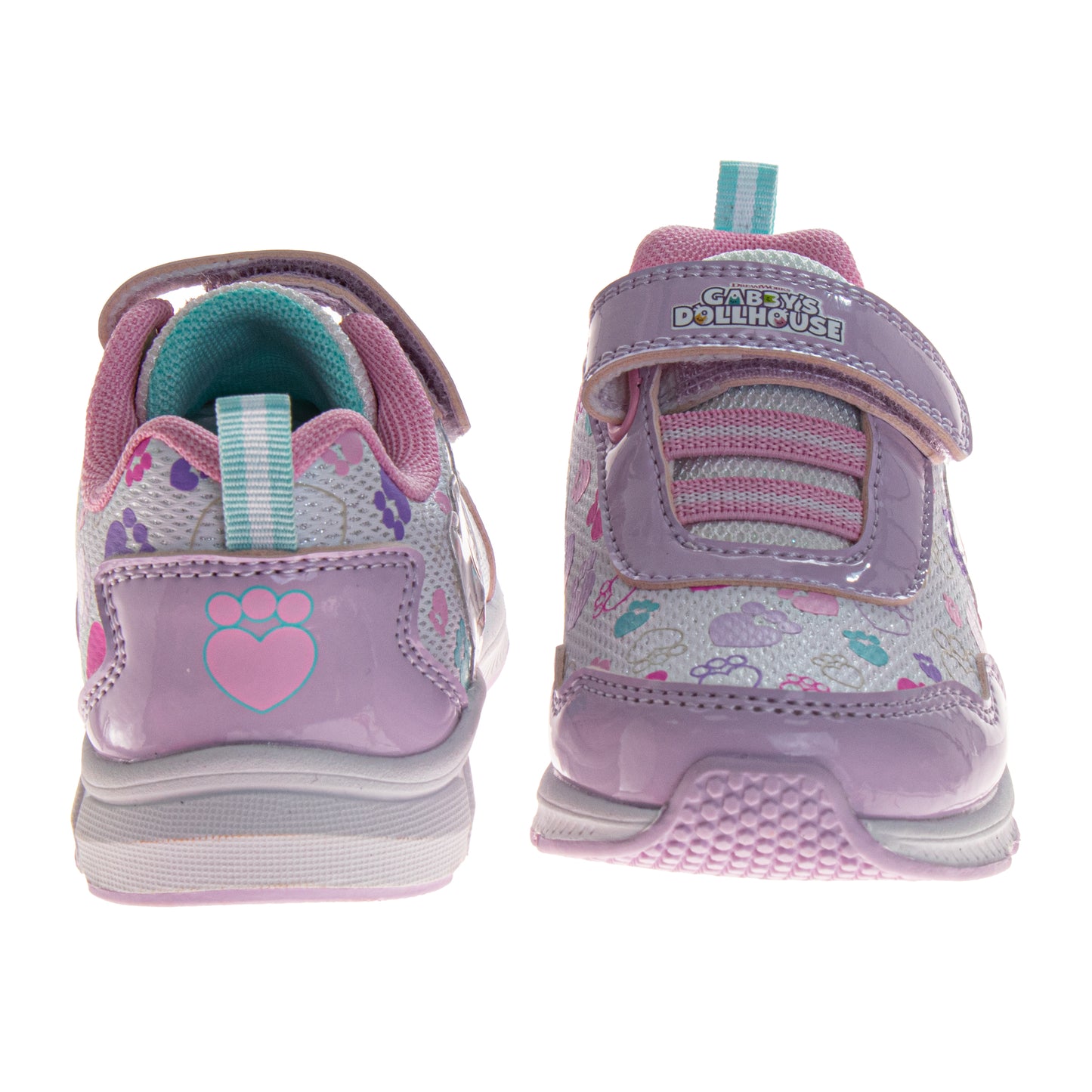 Gabby's Dollhouse Girls' Light-Up Sneakers, Hook and Loop Athletic Running Shoes for School, Play, and Everyday Wear (Toddler/Little Kid)