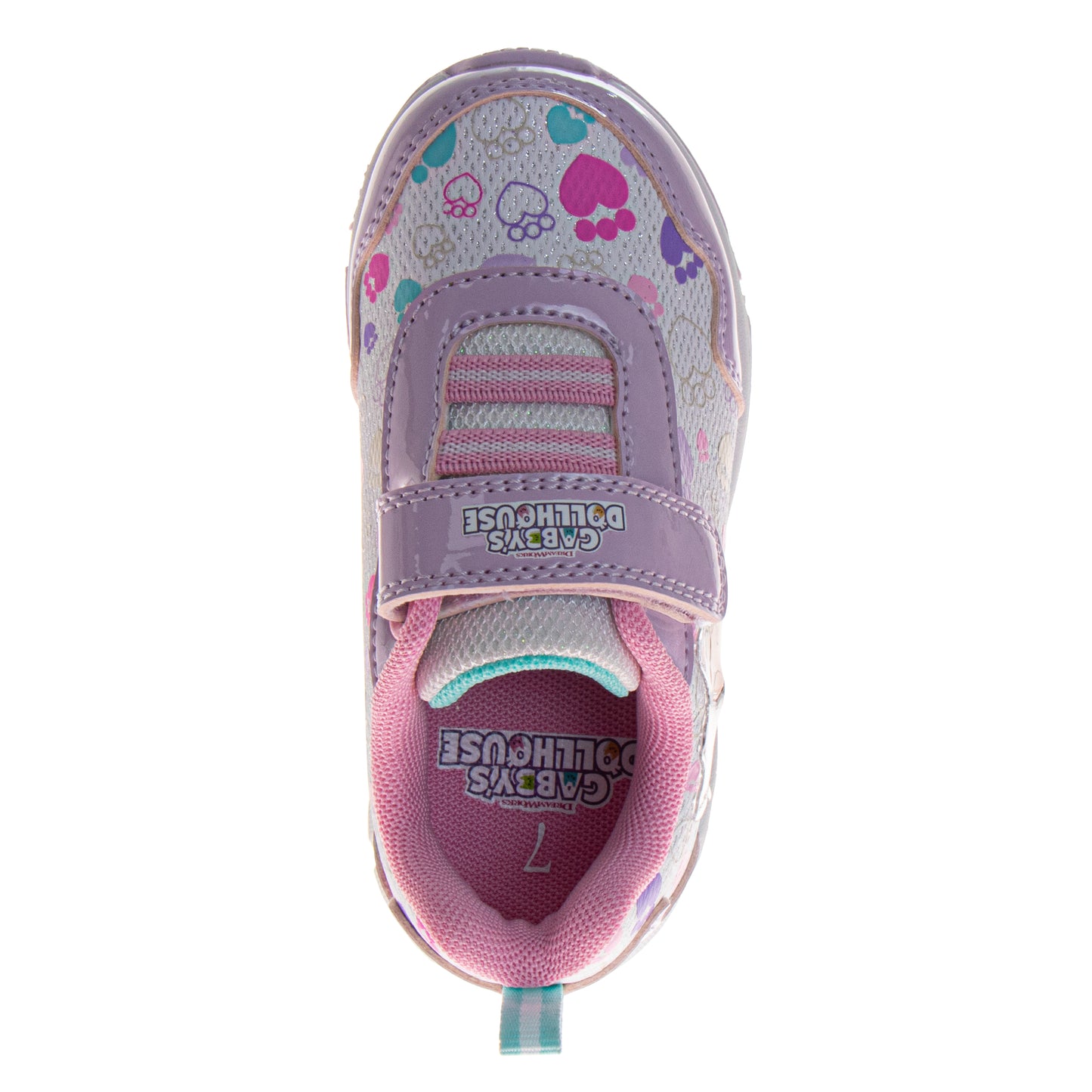 Gabby's Dollhouse Girls' Light-Up Sneakers, Hook and Loop Athletic Running Shoes for School, Play, and Everyday Wear (Toddler/Little Kid)