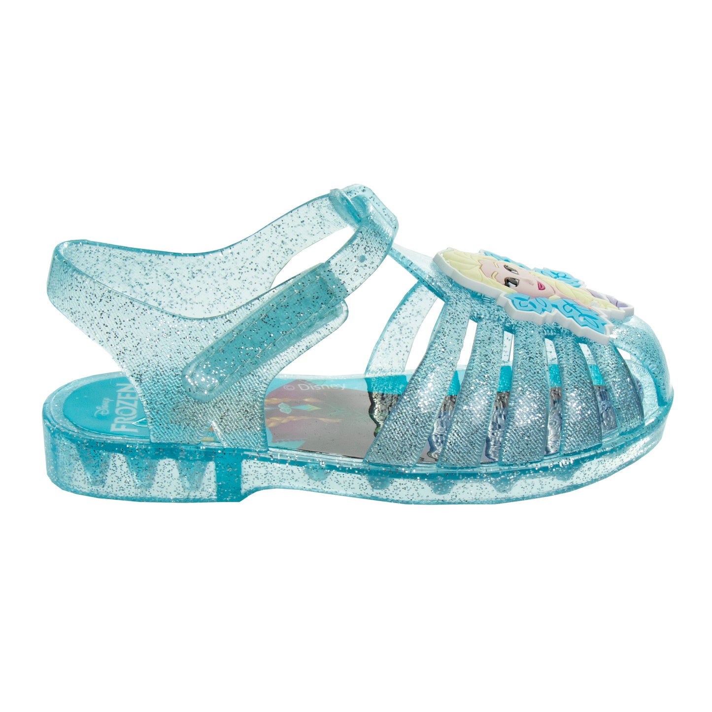 Girls' Jelly Sandals, Glitter Slip-On Water Shoes with Adjustable Ankle Strap (Toddler/Little Kid)